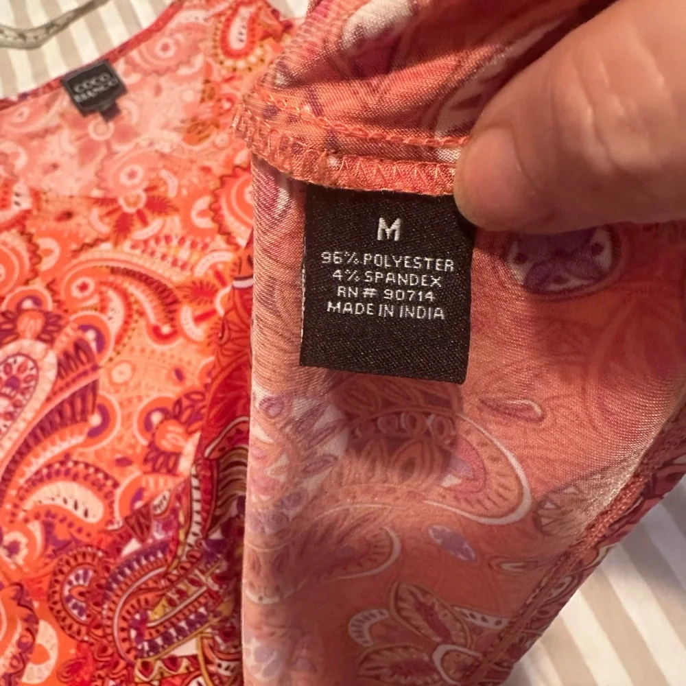 Coco Blanco Red Cold Shoulder Paisley Blouse Womens Size M - Picture 9 of 11